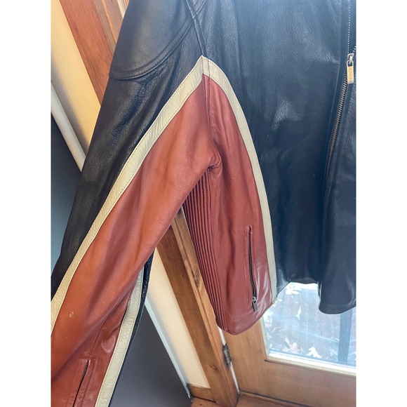 Wilsons‎ Leather M Julian Jacket XL Black Brown Striped Motorcycle Biker - Picture 5 of 8